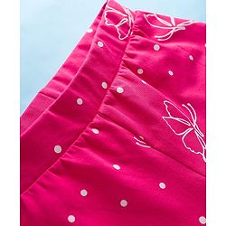 Pine Kids Cotton Lycra Knit Full Length Leggings With Polka Dots - Fuschia