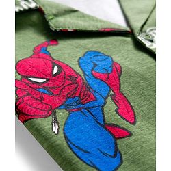 Pine Kids Marvel Single Jersey Knit Full Sleeves Co-ord Night Suit With Spider-Man Print - Green