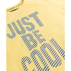 Pine Kids Cotton Knit Half Sleeves T-Shirt With Just Be Cool Print - Yellow