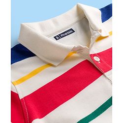 Pine Kids Cotton Knit Half Sleeves T-Shirt With Stripes - Multicolour