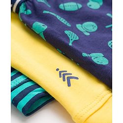 Pine Kids Cotton Knit Trunks With Stripes & Sports Theme Print Pack Of 3 ( Colour May Vary )