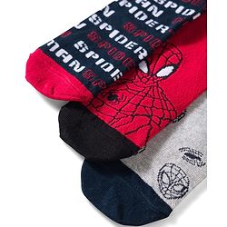 Pine Kids Marvel Non Terry Knit Ankle Length Anti Bacterial Socks With Spider-Man Graphics Pack of 3 - Red Grey & Black