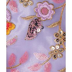 Pine Kids Woven Sleeveless Choli Lehenga Set with Dupatta Embroidery & Sequin Detailing - Lilac