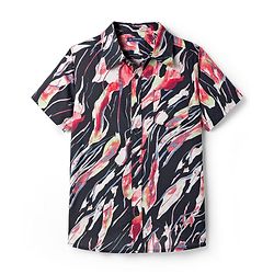 Pine Kids Woven Half Sleeves Shirt With Leaf Print - Multicolor