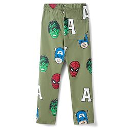 Pine Kids Marvel Single Jersey Knit Full Sleeves T-Shirt & Pajama Night Suit With Avengers Print - Yellow & Olive Green