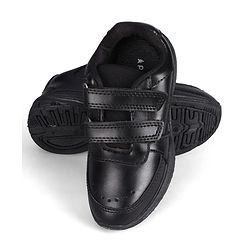 Pine Kids Velcro Closure Solid Colour School Shoes -Black