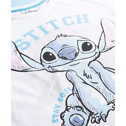 Pine Kids Disney Single Jersey Knit Drop Shoulder Half Sleeves T-Shirt & Pyjama Night Suit With Stitch Graphics - Multicolor