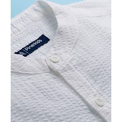 Pine Kids Cotton Woven Full Sleeves Mandarin Collar Solid Shirt - White