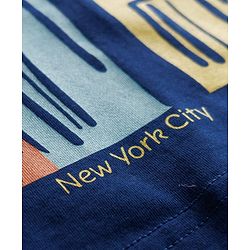 Pine Kids Cotton Knit Half Sleeves T-Shirt With NYC Print - Navy Blue