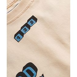 Pine Kids Cotton Knit Half Sleeves Co-Ords T-Shirt & Shorts Night-Suit With Text Print - Offwhite
