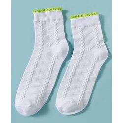 Pine Kids Cotton Knit Ankle Length Socks Embroidery Design Pack Of 3 ( Colour May Vary )