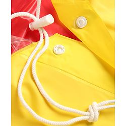 Pine Kids Full Sleeves Raincoat with Car Print - Yellow
