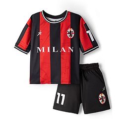 Pine Active Knit Half Sleeves T-Shirt & Shorts Football Set - Black & Red