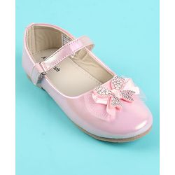 Pine Kids Slip On Ballerina With Bow Pearl Applique - Pink