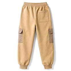 Pine Kids Cotton Knit Full Length Lounge & Track Pants Solid With Embroidery - Beige