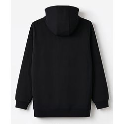 Pine Kids Cotton Knit Hooded Sweatshirt with Full Sleeves and Tiger Print - Black