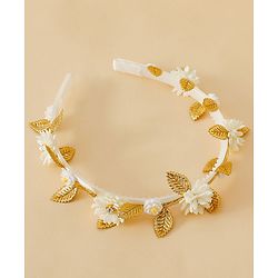 Pine Kids Free Size Hair Bands - White & Gold