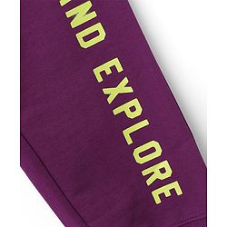 Pine Kids Knit Full Length Text Printed Lounge Pant with Pockets - Purple