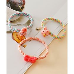 Pine Kids Colorful Knot and Fancy Loop Hair Rubber Bands - Pink & Blue