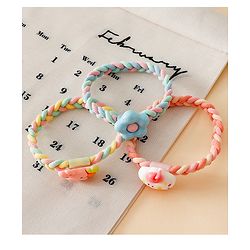 Pine Kids Colorful Knot and Fancy Loop Hair Rubber Bands - Pink & Blue