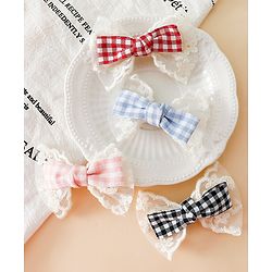 Pine Kids Bow & Butterfly Clips - Blue & Red