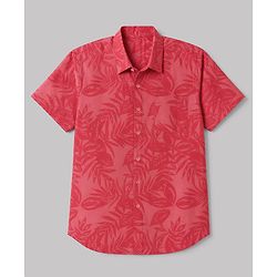 Pine Kids Cotton Woven Shirt and T-Shirt with Short Sleeves and Tropical Theme Print in Red for 4-5 Years