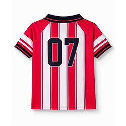 Pine Active Knit Raglan Half Sleeves Striped T-Shirt - Red