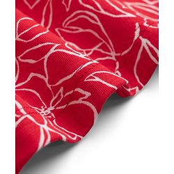 Pine Kids Cotton Knit Half Sleeves Floral Printed Dress -Red