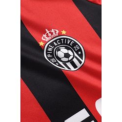 Pine Active Knit Half Sleeves Striped T-Shirt With Text Print - Red & Black