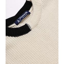 Pine Kids Knit Solid Pullover with Full Sleeves in Black