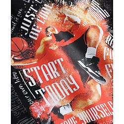 Pine Kids Cotton Knit T-Shirt with Half Sleeves and Basketball Player Print - Black