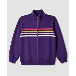 Pine Kids Looper Knit Full Sleeves Striped Winter Wear Suit - Navy Blue