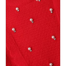 Pine Kids Pullover with Full Sleeves and Beads Applique in Red