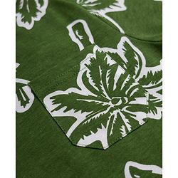 Pine Kids Cotton Knit Half Sleeves Co-Ords T-Shirt & Pyjama Night Suit with Palm Tree Print - Green