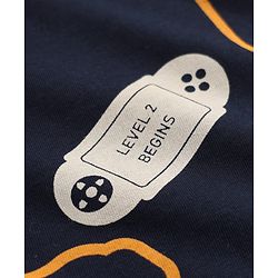 Pine Kids 100% Cotton Single Jersey Knit Full Sleeves Co-Ords T-Shirt & Pyjama Night Suit with Bio Wash & Gaming Print - Black