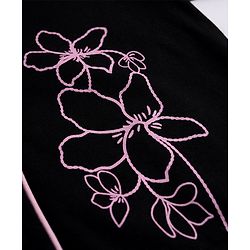 Pine Kids 100% Cotton Bio Washed Single Jersery 180 Gsm Knit Co-ord Shirt & Pajama Night Suit with Floral Print - Black