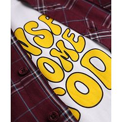 Pine Kids 100% Cotton Woven Full Sleeves Shirt And T-Shirt with Half Sleeves And Inspire Someone Today Text Print - Maroon