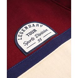 Pine Kids Cotton Mix Knit Sweatshirt with Full Sleeves and Badge Patch in Maroon
