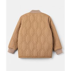 Pine Kids Woven Jacket with Full Sleeves, Geometric Embroidered Pattern in Beige for 4-5 Years