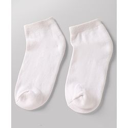 Pine Kids Cotton Knit Ankle Length Solid Socks Set Of 3 - White