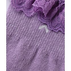 Pine Kids Cotton Nylon Spandex Mid-Calf Length Socks with Frill Detail & Pine Kids Text Pack of 2 - Purple Peach