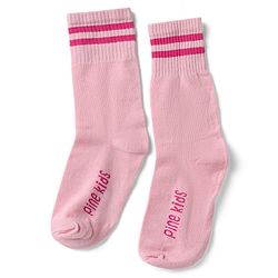 Pine Kids Cotton Nylon Spandex Mid-Calf Length Socks with Stripes & Pine Kids Text Pack of 3 - Purple Yellow Pink