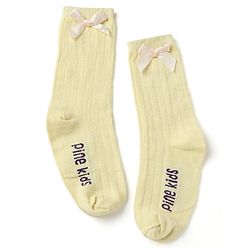 Pine Kids Cotton Knit Calf Length Socks With Logo Embroidery & Frill Detailing Pack of 3 - Dark Pink, Red & Yellow