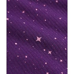 Pine Kids Cotton Knit Full Sleeves Vest and Pant Thermal Inner Wear Set with Full Length and Stars Print in Purple