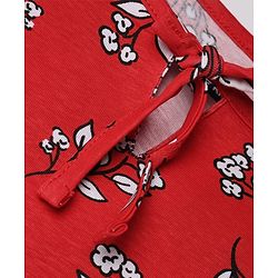 Pine Kids 100% Cotton Knit Top with Full Sleeves and Floral Print in Red for 4-5 Years