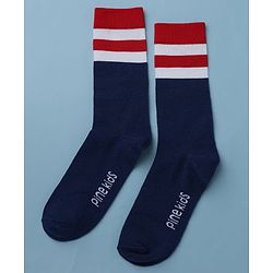 Pine Kids Cotton Mix Knit Below Knee Length Striped Socks Pack of 3 - White