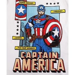 Pine Kids Marvel Cotton Single Jersey Knit Half Sleeves T-Shirts with Captain America Print in White