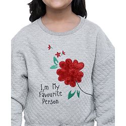 Pine Kids Full Sleeves Bio-washed Sweatshirt I'm My Favourite Person Print - Grey