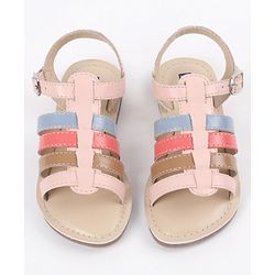 Pine Kids Party Wear Sandals - Pink & Multicolor