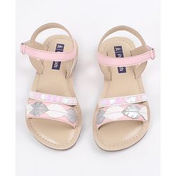 Pine Kids Party Wear Sandals Sequin & Cutwork Detail - Pink